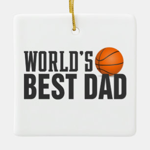 World's Best Dad Typography Basketball Ornament