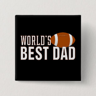 World's Best Dad Typography Football Pin Button