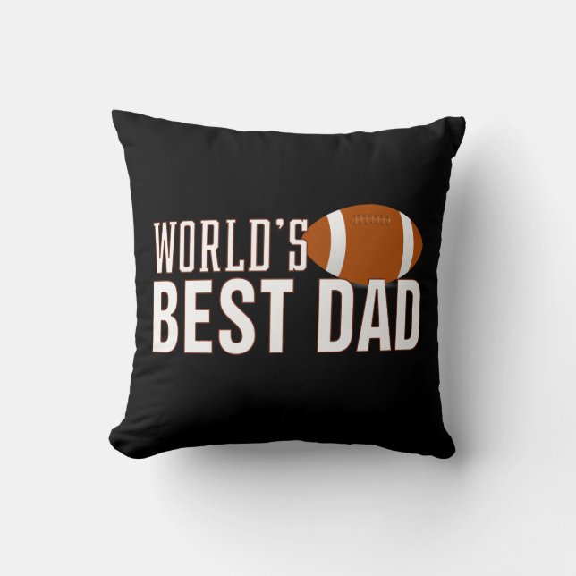 World's Best Dad Typography Football Throw Pillow (Front)