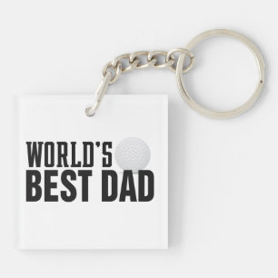 World's Best Dad Typography Golf Keychain