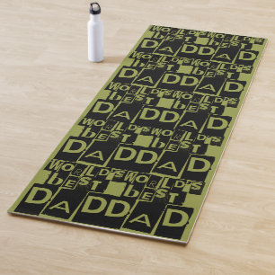 World's Best Dad Typography Pattern Black Olive Yoga Mat