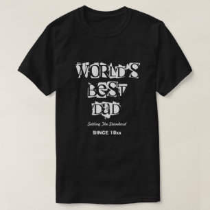 World's Best Dad Typography Personalised Black T-Shirt