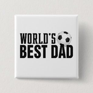 World's Best Dad Typography Soccer   Pin Button