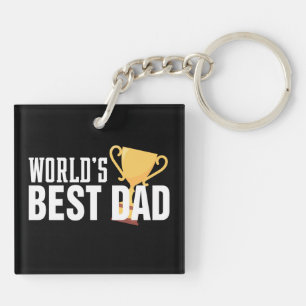 World's Best Dad Typography Trophy Keychain
