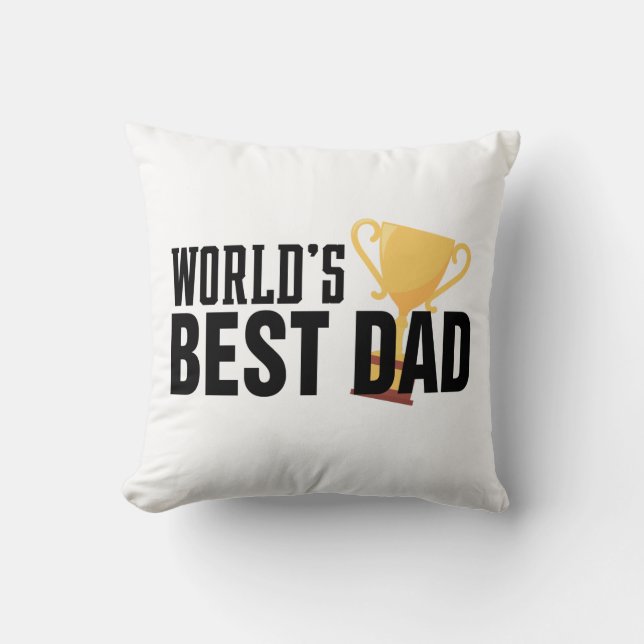 World's Best Dad Typography Trophy | Throw Pillow (Front)