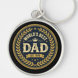 World's Best Dad Vintage Badge Father's Day T-Shir Key Ring
