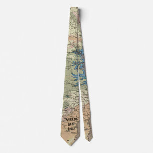 World's Best Dad Vintage Map Father's Day  Tie