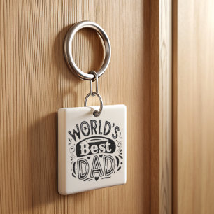 World's Best Dad Vintage Typography Key Ring