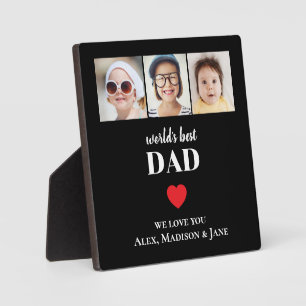 Worlds Best Dad We love you 3 Kids Photo Names Plaque
