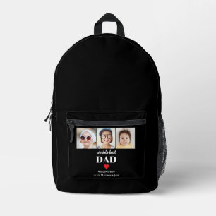 Worlds Best Dad We love you 3 Kids Photo Names Printed Backpack