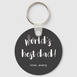 World's Best Dad White Typography with Name Grey Key Ring