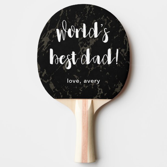 World's Best Dad with Child's Name Black Ping Pong Paddle (Front)