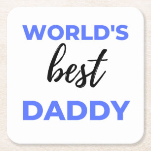World's Best Daddy bl Square Paper Coaster