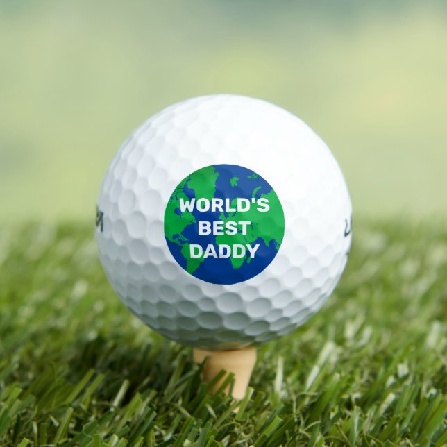Worlds Best Daddy Fathers Day World Globe Golf Balls (Insitu Tee)