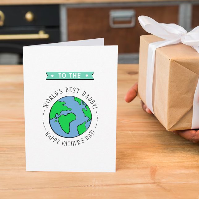 World's Best Daddy Whimsy Globe Father's Day Card (Creator Uploaded)