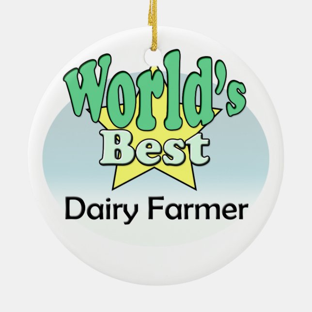 World's best Dairy Farmer Ceramic Tree Decoration (Back)