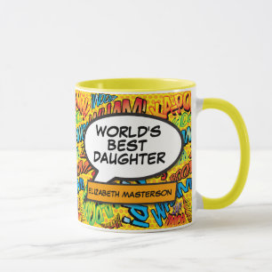 World's Best Daughter Fun Modern Comic Book Mug