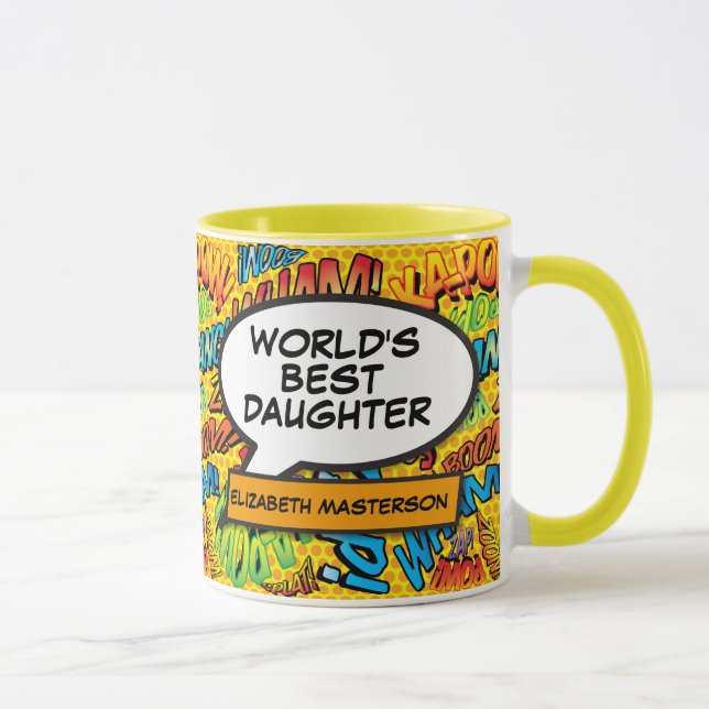 World's Best Daughter Fun Modern Comic Book Mug (Right)