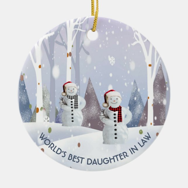 World's Best Daughter In law Christmas Ceramic Tree Decoration (Front)