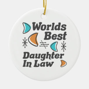 Worlds Best Daughter-In-Law Retro Ceramic Tree Decoration