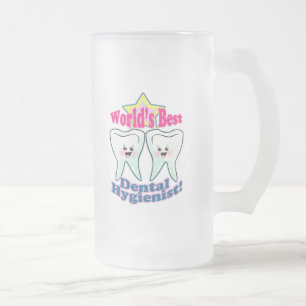Worlds Best Dental Hygienist Frosted Glass Beer Mug