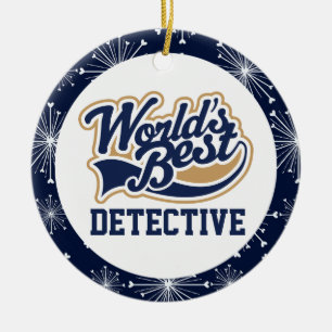 Worlds Best Detective Gift Ceramic Tree Decoration