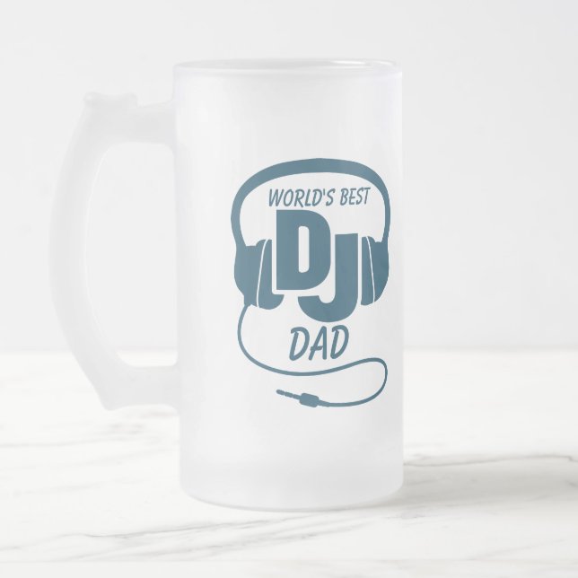 World's best DJ dad  blue beer mug (Left)