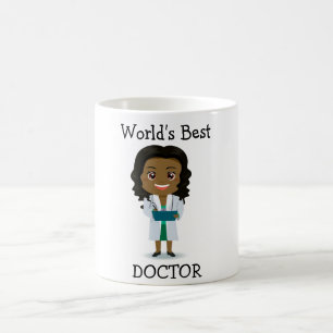 World's Best Doctor, Cute Black Female Coffee Mug