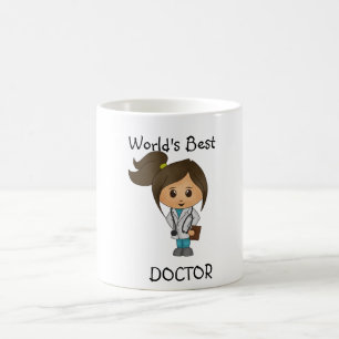 World's Best Doctor - Cute Female Brunette Coffee Mug