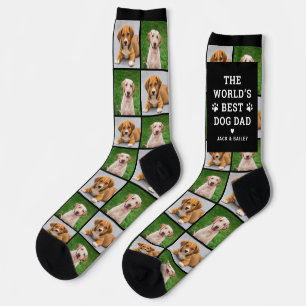 Worlds Best Dog Dad 2 Photo Collage Socks