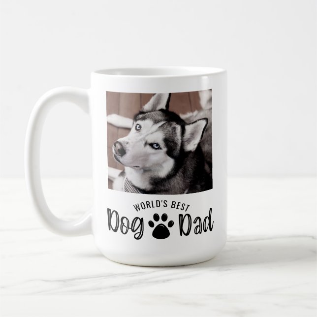 WORLD'S BEST DOG DAD 2 Photos Paw Prints Coffee Mug (Left)