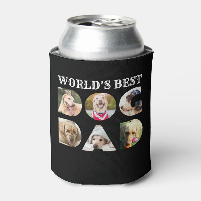 World's Best Dog Dad 6 Photo Collage Dog Lover Can Cooler (Can Front)
