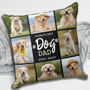 World's Best DOG DAD Custom 8 Photo Collage Cushion