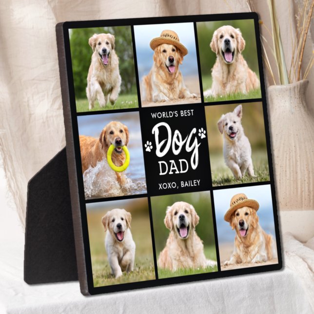 World's Best DOG DAD Custom 8 Photo Collage  Plaque (Creator Uploaded)
