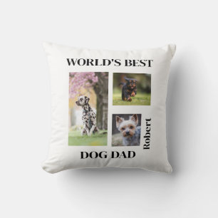 World's Best Dog Dad Custom Name Gift Cushion