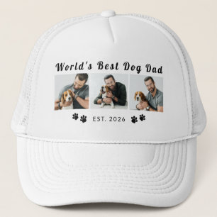 World's Best Dog Dad Custom Name Pet Photo Collage Trucker Hat