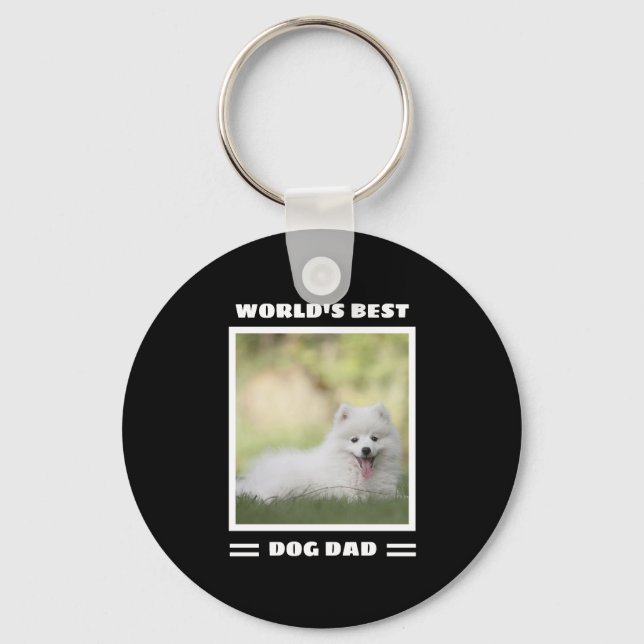 World's Best Dog Dad Custom Photo Personalised Key Ring (Front)