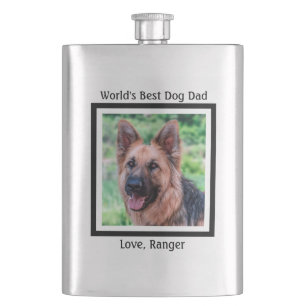 World's Best Dog Dad - Cute Custom Pet Photo Hip Flask