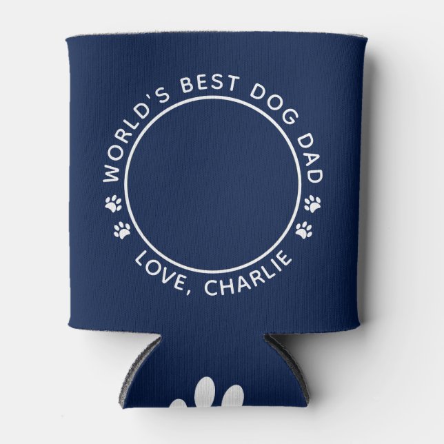 World's Best Dog Dad Cute Personalised Pet Photo Can Cooler (Front)