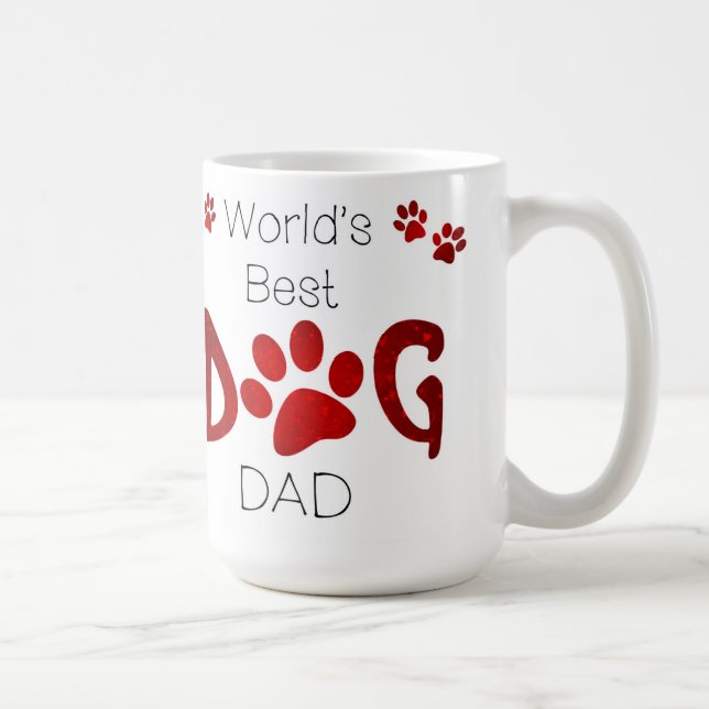 World's Best Dog Dad - Dog Lover - Paw Prints Coffee Mug (Right)