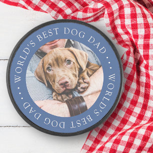 World's Best Dog Dad Elegant Simple Custom Photo Hockey Puck