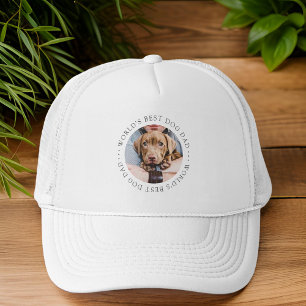 World's Best Dog Dad Elegant Simple Custom Photo Trucker Hat