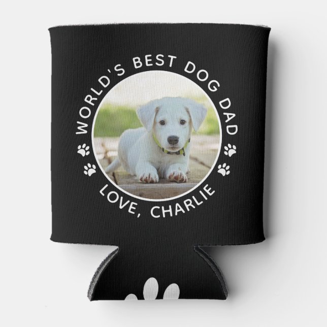 World's Best Dog Dad Fun Personalised Pet Photo Can Cooler (Front)