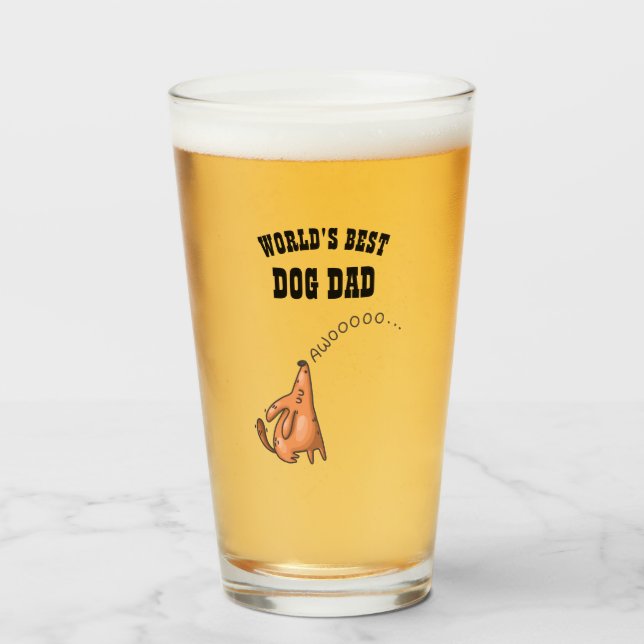 Worlds Best DOG DAD Funny Gift for Dog Fathers Glass (Front Filled)