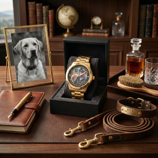 World's Best Dog Dad Modern Black & Gold Elegant  Watch