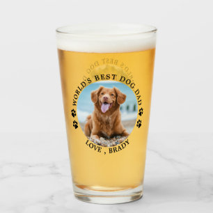 World's Best Dog Dad Paw Prints Custom Pet Photo G Glass