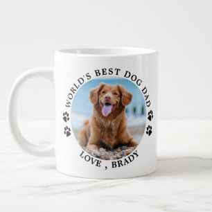 World's Best Dog Dad Paw Prints Custom Pet Photo Large Coffee Mug
