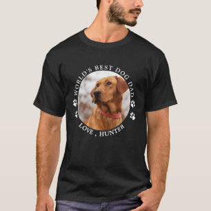 World's Best Dog Dad Paw Prints Custom Pet Photo T-Shirt