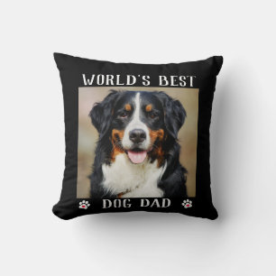 World's Best Dog Dad Paw Prints Pet Photo Cushion