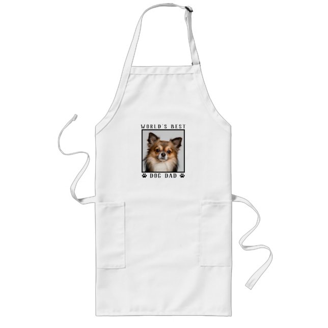 World's Best Dog Dad Paw Prints Pet Photo Frame Long Apron (Front)